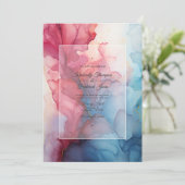 Burgundy und Dusty Blue Tinte Wedding Einladung (Stehend Vorderseite)