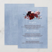 Burgundy und Dusty Blue Wedding Information Guest Begleitkarte (Vorne/Hinten)