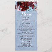 Burgundy und Dusty Blue Wedding Menus Programm (Vorderseite)