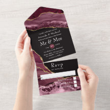 Burgundy und Gold Agate Stone Wedding