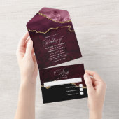 Burgundy und Gold Agate Wedding All In One Einladung (Abreißtisch)
