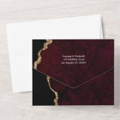 Burgundy und Gold Agate Wedding All In One Einladung (Rückseite)