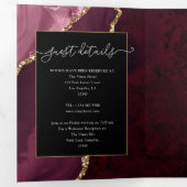 Burgundy und Gold Agate Wedding Dreifach Gefaltete Einladung (Innen Erste Seite)