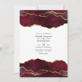 Burgundy und Gold Agate Wedding Einladung (Vorderseite)