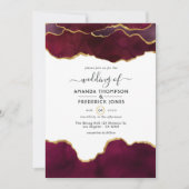 Burgundy und Gold Agate Wedding Einladung (Vorderseite)