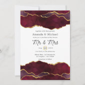 Burgundy und Gold Agate Wedding Einladung (Vorderseite)