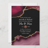 Burgundy und Gold Agate Wedding Einladung (Vorderseite)