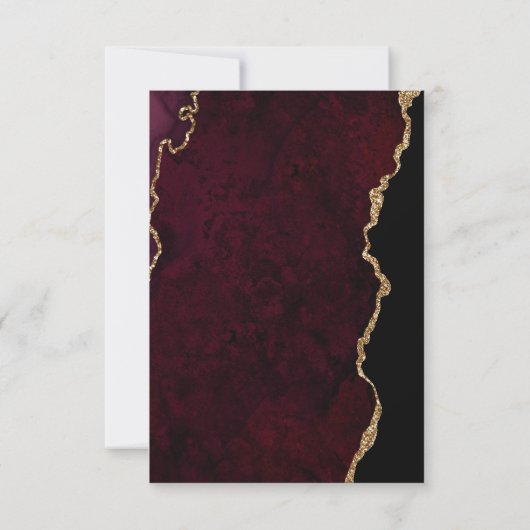 Burgundy und Gold Agate Wedding RSVP Karte (Rückseite)
