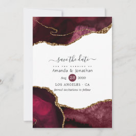 Burgundy und Gold Agate Wedding Save The Date