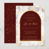 Burgundy und Gold Alcohol Ink Arch Couples Dusche Einladung (Vorne/Hinten)