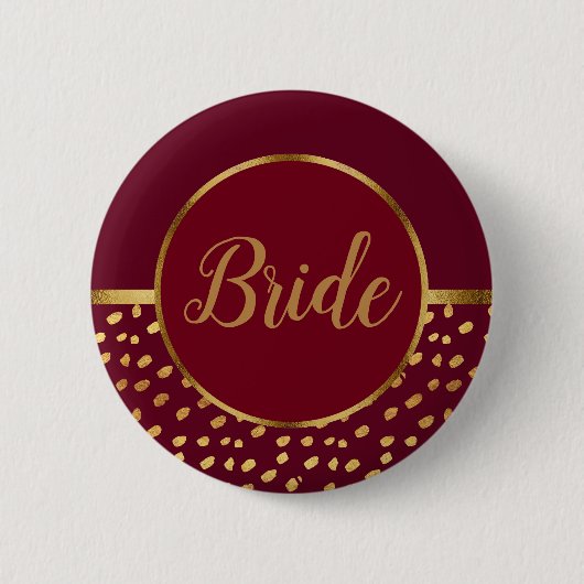 Burgundy und Gold Bridge Wedding Button (Vorderseite)