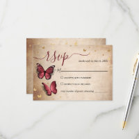 Burgundy und Gold Butterfly Elegante Hochzeit