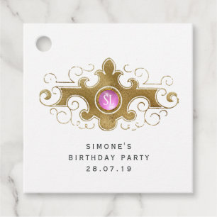Burgundy und Gold-Mermaid-Scales Gemstone Monogram Geschenkanhänger