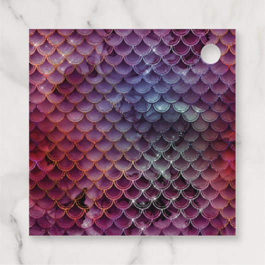 Burgundy und Gold-Mermaid-Scales Gemstone Monogram Geschenkanhänger (Rückseite)