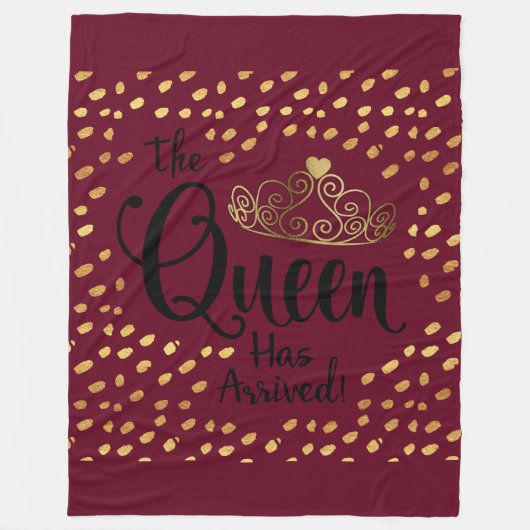 Burgundy und Gold Queen Tiara Throw Fleecedecke (Vorderseite)