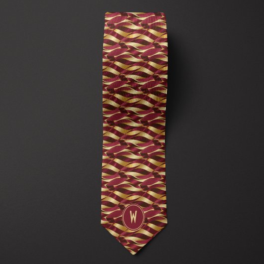 Burgundy und Gold Ribbon Abstract Krawatte