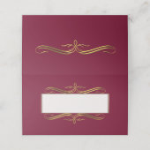 Burgundy und Gold Wedding Folding Platzkarte (Außenseite Aufgefaltet)