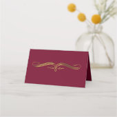 Burgundy und Gold Wedding Folding Platzkarte (Rückseite)