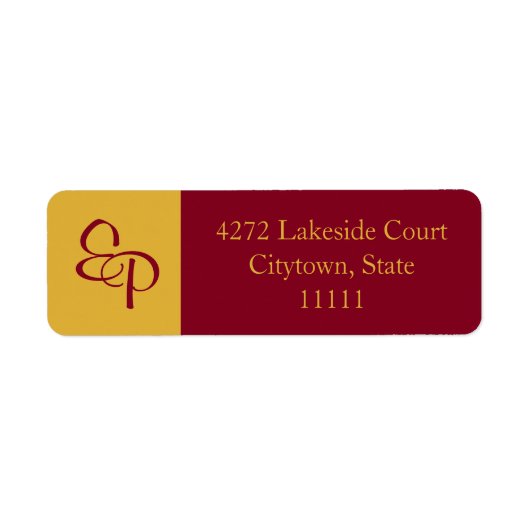 Burgundy und Goldenrod Couple Monogram Label (Vorne)