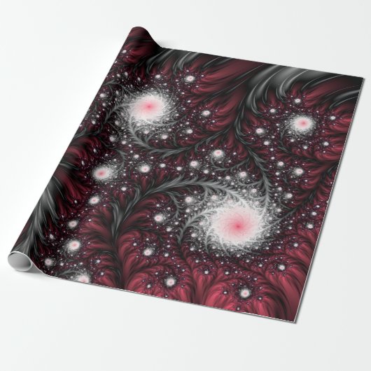 Burgundy und Graue Fraktale Mesmerisieren Coole Tr Geschenkpapier (Ungerollt)