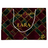 Burgundy und Green Geometric Custom Große Geschenktüte (Vorderseite)
