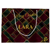 Burgundy und Green Geometric Custom Große Geschenktüte (Rückseite)