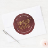 Burgundy und Imitate Foil Merriest Geschenkanhänge Runder Aufkleber (Umschlag)