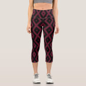 Burgundy- und Schwarz-Diamantmuster Capri Leggings (Vorderseite)