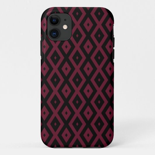 Burgundy- und Schwarz-Diamantmuster Case-Mate iPhone Hülle (Rückseite)