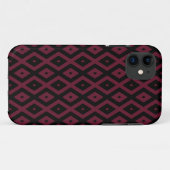 Burgundy- und Schwarz-Diamantmuster Case-Mate iPhone Hülle (Rückseite (Horizontal))