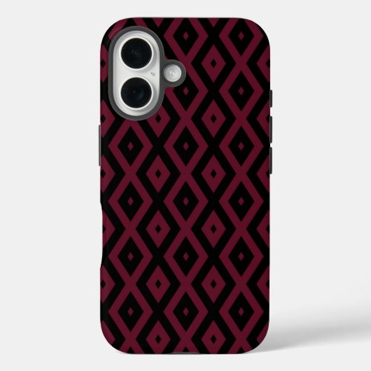 Burgundy- und Schwarz-Diamantmuster Case-Mate iPhone Hülle (Rückseite)