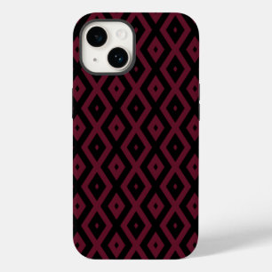 Burgundy- und Schwarz-Diamantmuster Case-Mate iPhone 14 Hülle