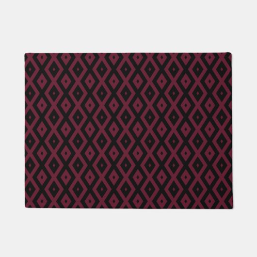 Burgundy- und Schwarz-Diamantmuster Fußmatte (Vorderseite)