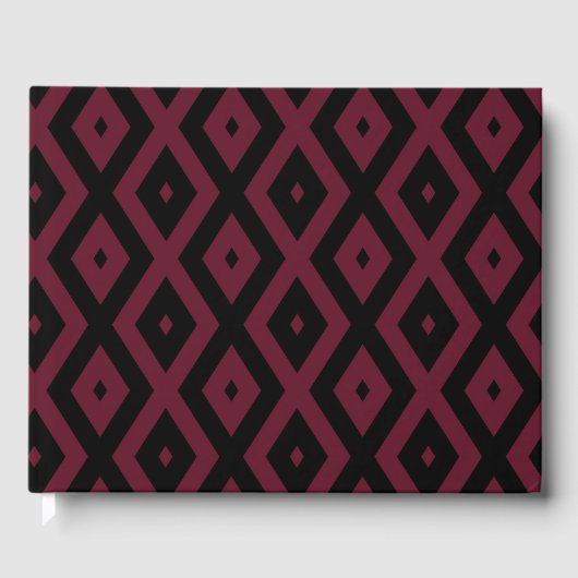 Burgundy- und Schwarz-Diamantmuster Gästebuch (Vorderseite)