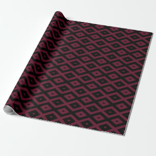 Burgundy- und Schwarz-Diamantmuster Geschenkpapier