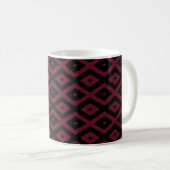 Burgundy- und Schwarz-Diamantmuster Kaffeetasse (VorderseiteRechts)
