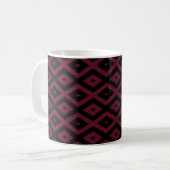 Burgundy- und Schwarz-Diamantmuster Kaffeetasse (Vorderseite Links)