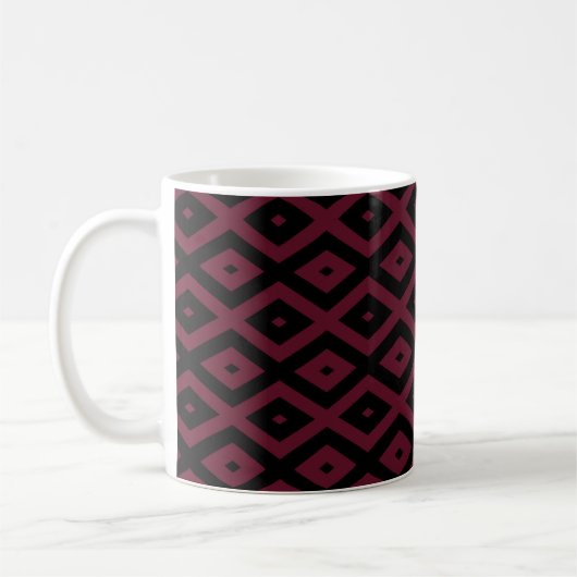 Burgundy- und Schwarz-Diamantmuster Kaffeetasse (Links)