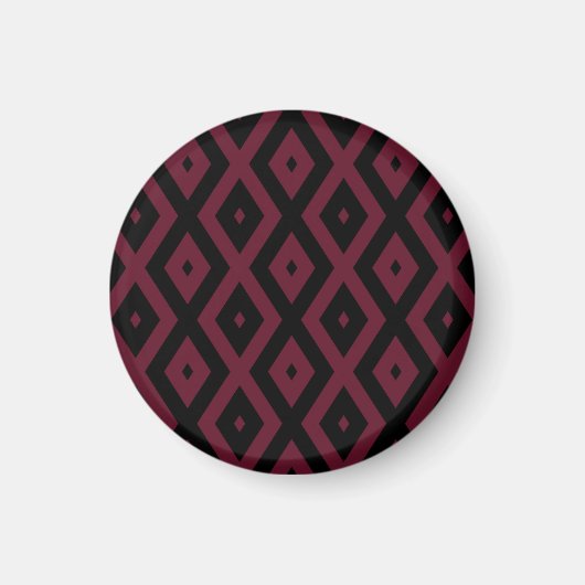Burgundy- und Schwarz-Diamantmuster Magnet (Vorne)