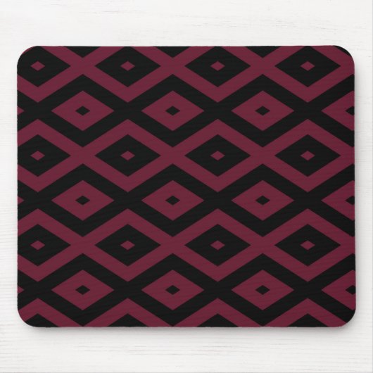 Burgundy- und Schwarz-Diamantmuster Mousepad (Vorne)
