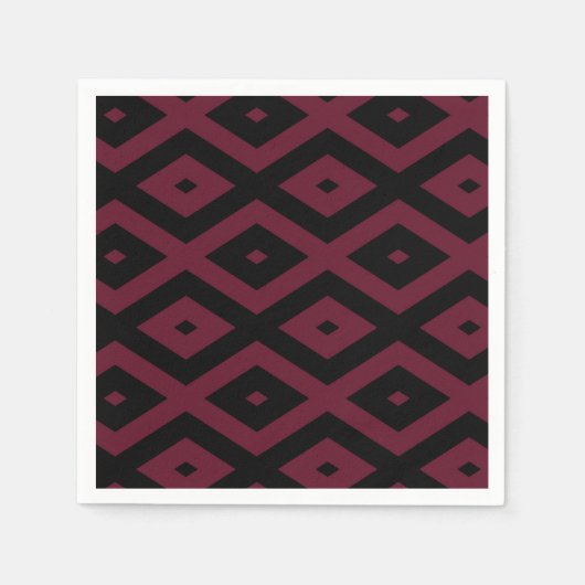 Burgundy- und Schwarz-Diamantmuster Serviette (Vorderseite)