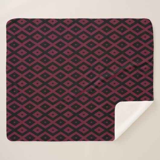 Burgundy- und Schwarz-Diamantmuster Sherpadecke (Vorderseite (Horizontal))
