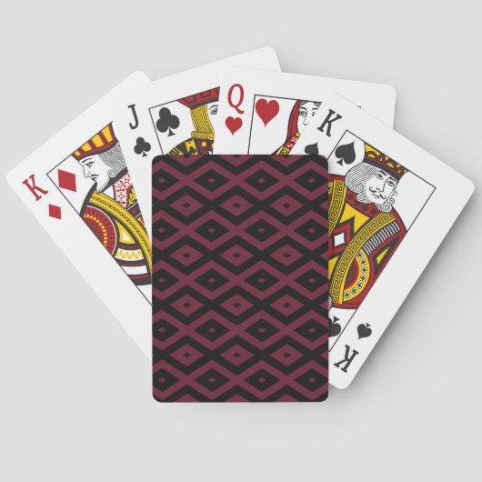 Burgundy- und Schwarz-Diamantmuster Spielkarten (Rückseite)