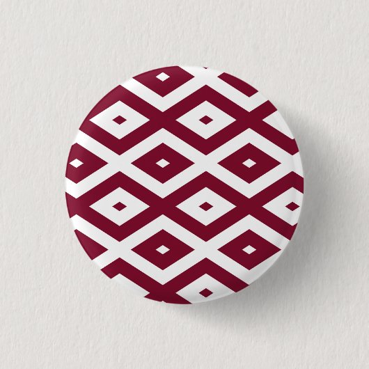 Burgundy und weißes Diamantmuster Button (Vorderseite)