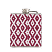 Burgundy und weißes Diamantmuster Flachmann (Rückseite)