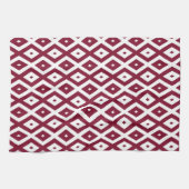Burgundy und weißes Diamantmuster Geschirrtuch (Horizontal)