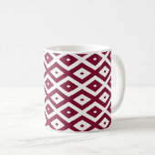 Burgundy und weißes Diamantmuster Kaffeetasse (VorderseiteRechts)