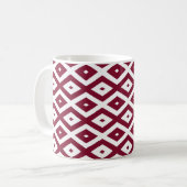 Burgundy und weißes Diamantmuster Kaffeetasse (Vorderseite Links)