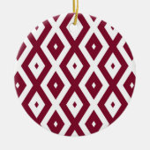 Burgundy und weißes Diamantmuster Keramik Ornament (Vorne)