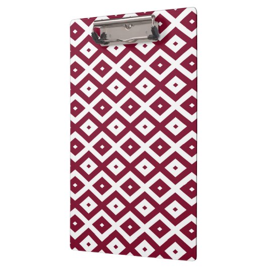 Burgundy und weißes Diamantmuster Klemmbrett (Links)